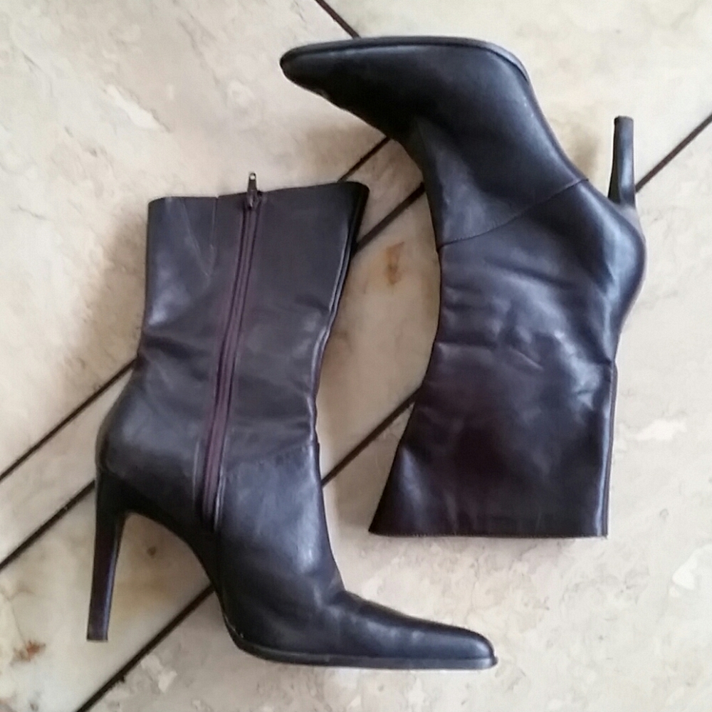 Brown Leather Heeled Boots 10 - Picture 1 of 1
